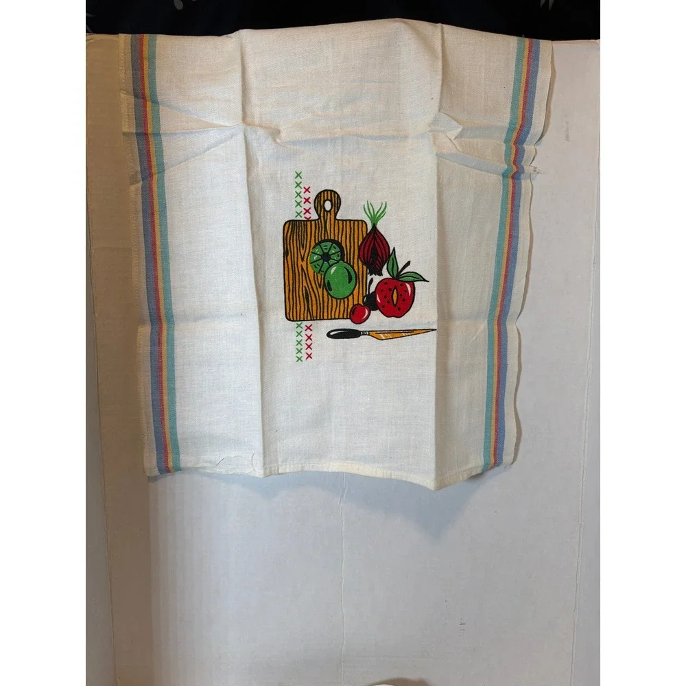 VTG 70 Set of 3 Tosco Printed Kitchen Ramie Tea Towels Japan Themed 16